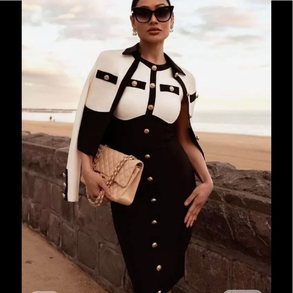 🎉New 2022 Knee Length Bodycon Bandage Sleeveless Button Dress - Picture 12 of 13